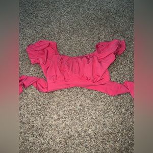 Pink tie crop top (size medium)